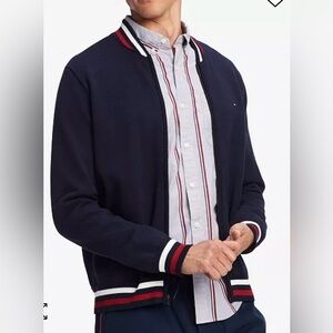 Tommy Hilfiger navy blue full zip baseball sweater Men’s size 2XLT Red White